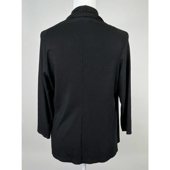 Eileen Fisher Black Open Front Cardigan Small Neutral Minimalist Layering Career - Picture 4 of 8